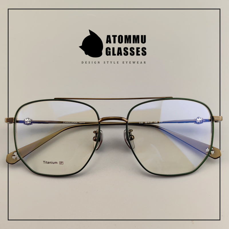 Vintage Aviator Optical Frames: Retro Eyeglasses with Unique Cross Logo Design - EO-717