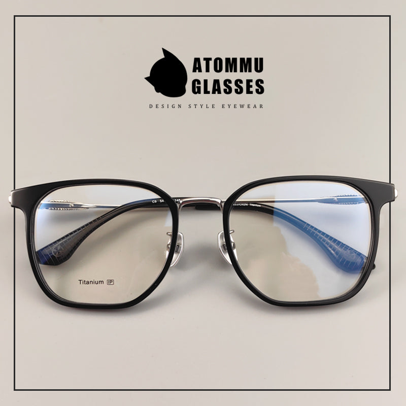 Classic titanium brow full-frame glasses with customizable optical lenses and anti-blue light lenses - EO-771