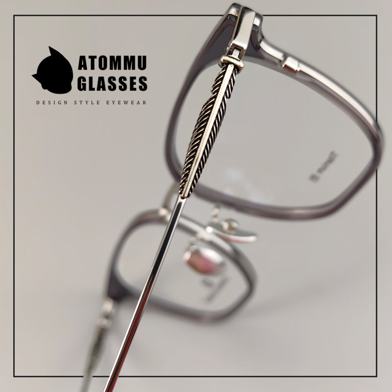 Classic titanium brow full-frame glasses with customizable optical lenses and anti-blue light lenses - EO-771