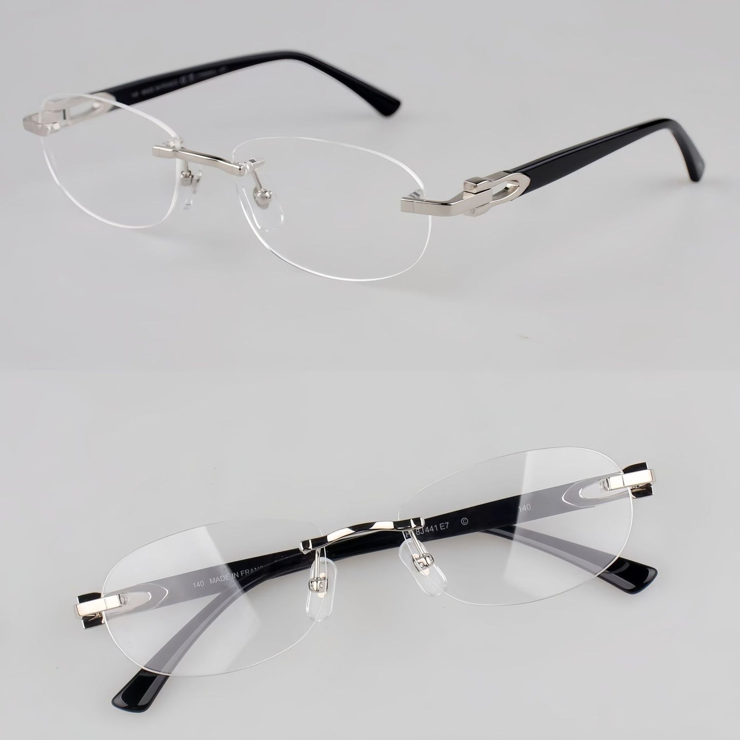 Cartier-Style Pure Titanium Oval Rimless Glasses Designer Vintage Optical Frame for Men & Women – CT0455OJ