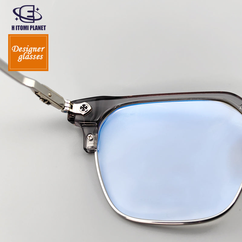 透明灰板纯钛眼镜框EO-732