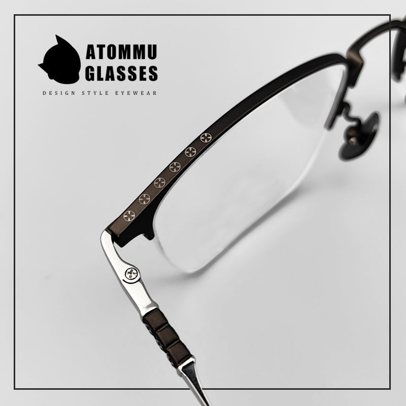 Same style as Chrome Hearts Half frame electroplated pure titanium Browline spectacle frame EO-502