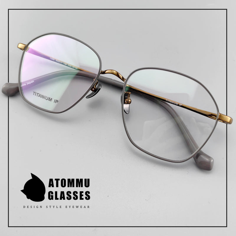 Pure titanium retro clip-on glasses EO-1565