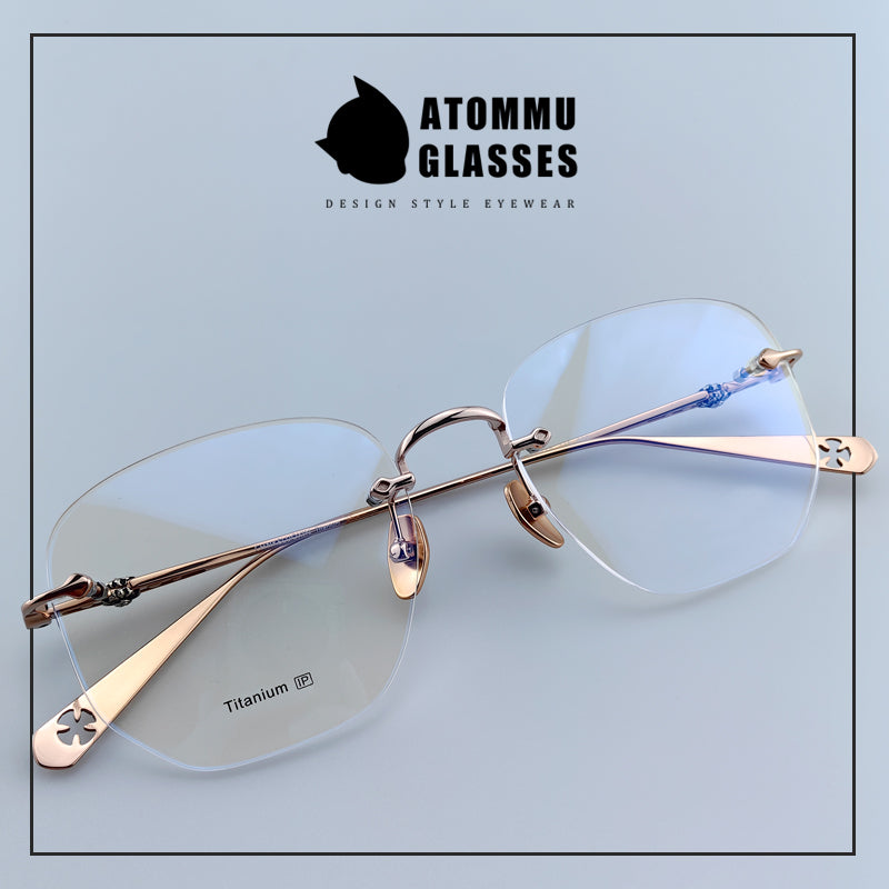 Chrome Hearts 风格无框眼镜 |轻质钛框架 |多边形镜片 - EO-695 