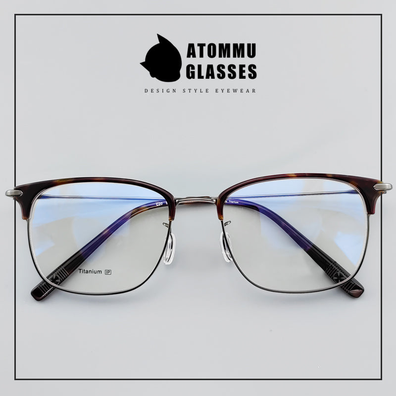 Pure Titanium Browline Eyeglass Acetate Browline Glass Frames - EO-804