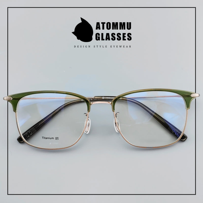 Pure Titanium Browline Eyeglass Acetate Browline Glass Frames - EO-804