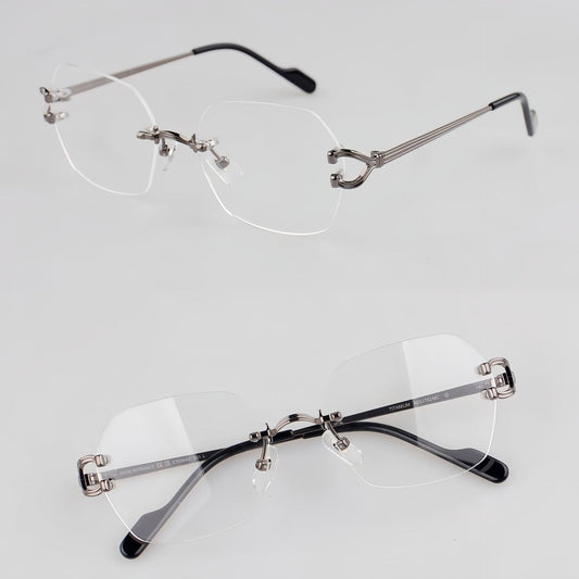 Cartier-Style Rimless Pure Titanium Eyeglasses – Luxury Optical Frame CT0563O