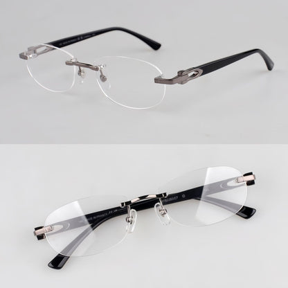 Cartier-Style Pure Titanium Oval Rimless Glasses Designer Vintage Optical Frame for Men & Women – CT0455OJ