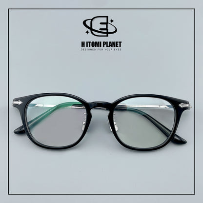 Vintage Panto Titanium & Acetate Eyeglasses | Designer Pear Shape Optical Frame for High Prescription Lenses EO-5022