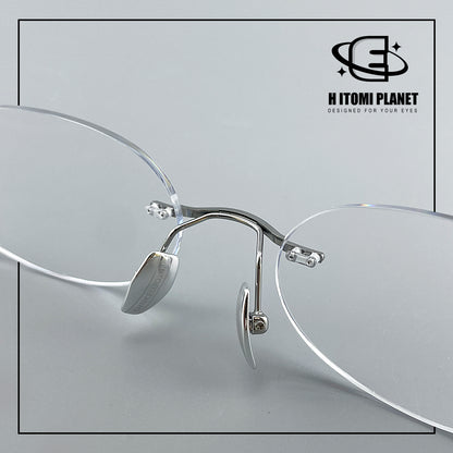 Old Money Style Pure Titanium Oval Rimless Glasses | Designer Minimalist Optical Frame for Prescription & Photochromic Lenses EO-890