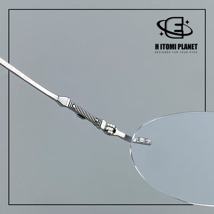 Old Money Style Pure Titanium Oval Rimless Glasses | Designer Minimalist Optical Frame for Prescription & Photochromic Lenses EO-890