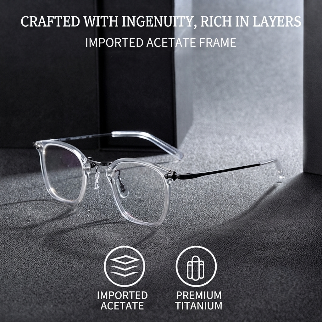 Japanese Designer Small Square Acetate Eyeglasses with Titanium Hinges | Vintage Full Rim Optical Frame EO-806