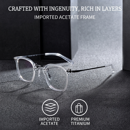 Japanese Designer Small Square Acetate Eyeglasses with Titanium Hinges | Vintage Full Rim Optical Frame EO-806