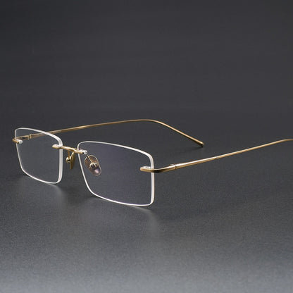 Ultra-Light Pure Titanium Rimless Glasses for Men | Business Prescription Optical Frame with Photochromic Lens Option 52015