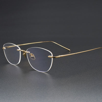 Women's Rimless Cat Eye Glasses | Ultra-Light Pure Titanium Minimalist Prescription Frame ZY52018