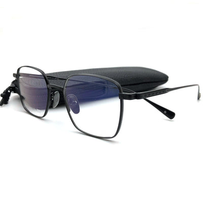 Gothic Titanium Square Glasses with Cross-Engraved Temples & Vintage Details – CH8018