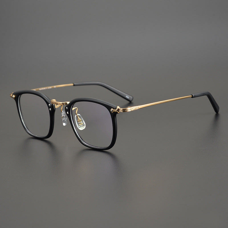 Japanese Designer Small Square Acetate Eyeglasses with Titanium Hinges | Vintage Full Rim Optical Frame EO-806
