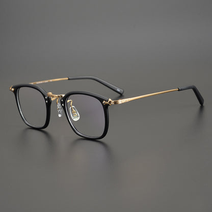 Japanese Designer Small Square Acetate Eyeglasses with Titanium Hinges | Vintage Full Rim Optical Frame EO-806