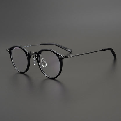 Japanese Vintage Round Glasses | Handmade Acetate & Pure Titanium Lightweight Prescription Eyewear 805