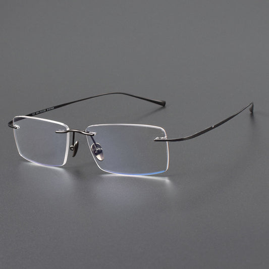 Screwless Pure Titanium Rimless Glasses for Men & Women | Ultra-Light Flexible Prescription Optical Frame XW1818