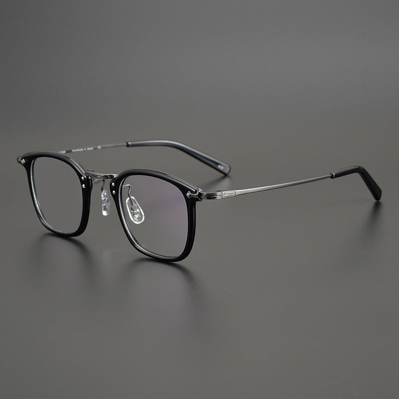 Japanese Designer Small Square Acetate Eyeglasses with Titanium Hinges | Vintage Full Rim Optical Frame EO-806