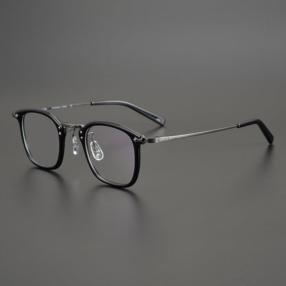 Japanese Designer Small Square Acetate Eyeglasses with Titanium Hinges | Vintage Full Rim Optical Frame EO-806