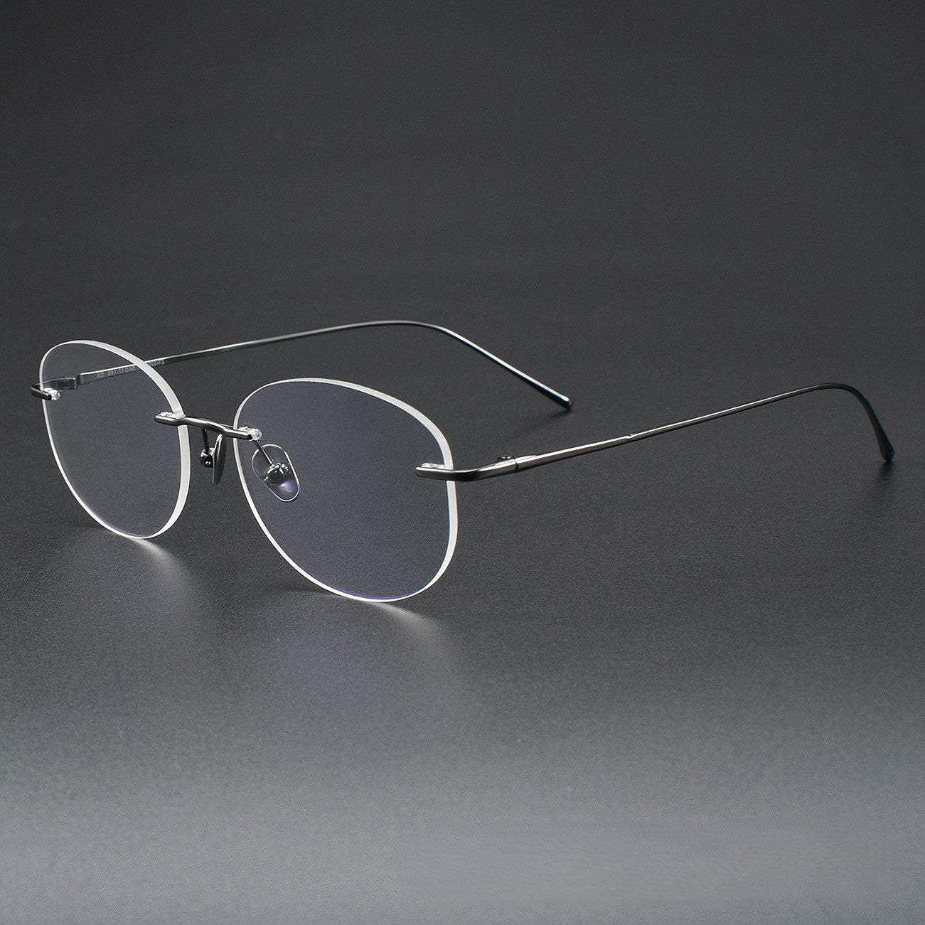 Minimalist Oval Rimless Glasses | Ultra-Light Pure Titanium Silver Optical Frame for Men & Women 52024