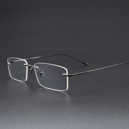 Ultra-Light Pure Titanium Rimless Glasses for Men | Business Prescription Optical Frame with Photochromic Lens Option 52015
