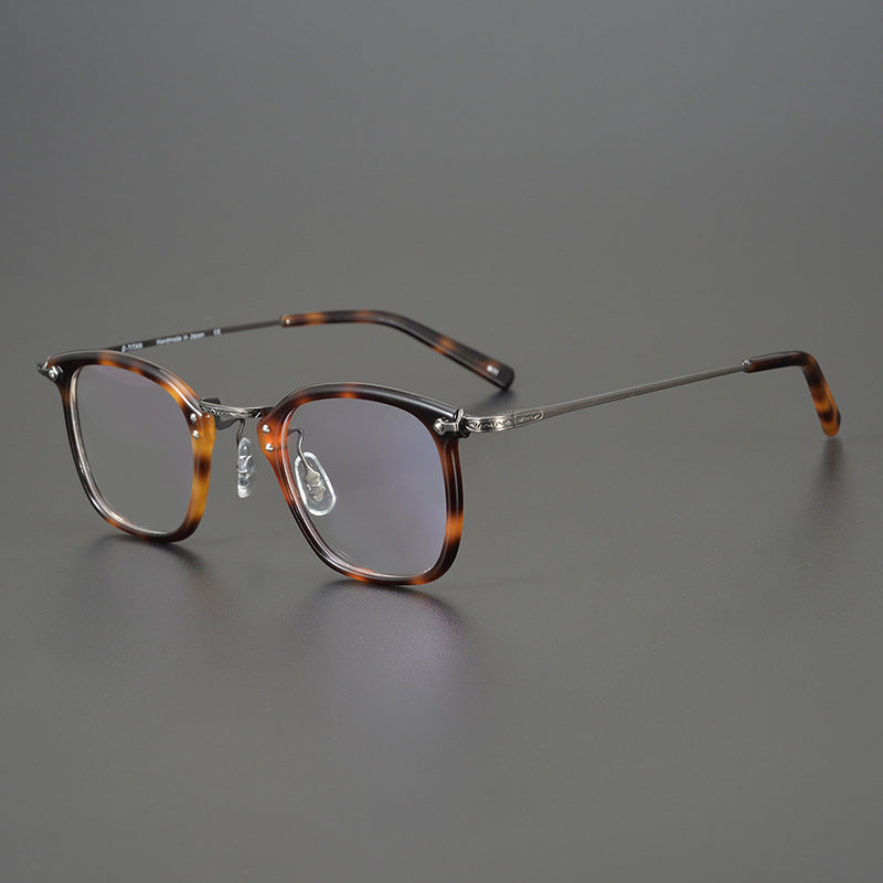 Japanese Designer Small Square Acetate Eyeglasses with Titanium Hinges | Vintage Full Rim Optical Frame EO-806