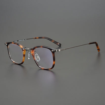 Japanese Designer Small Square Acetate Eyeglasses with Titanium Hinges | Vintage Full Rim Optical Frame EO-806