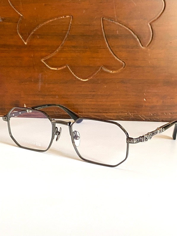 Chrome Hearts-Style Full Rim Titanium Glasses Polygon Eyeglasses Lightweight Designer Optical Frame Prescription Glasses CH8303