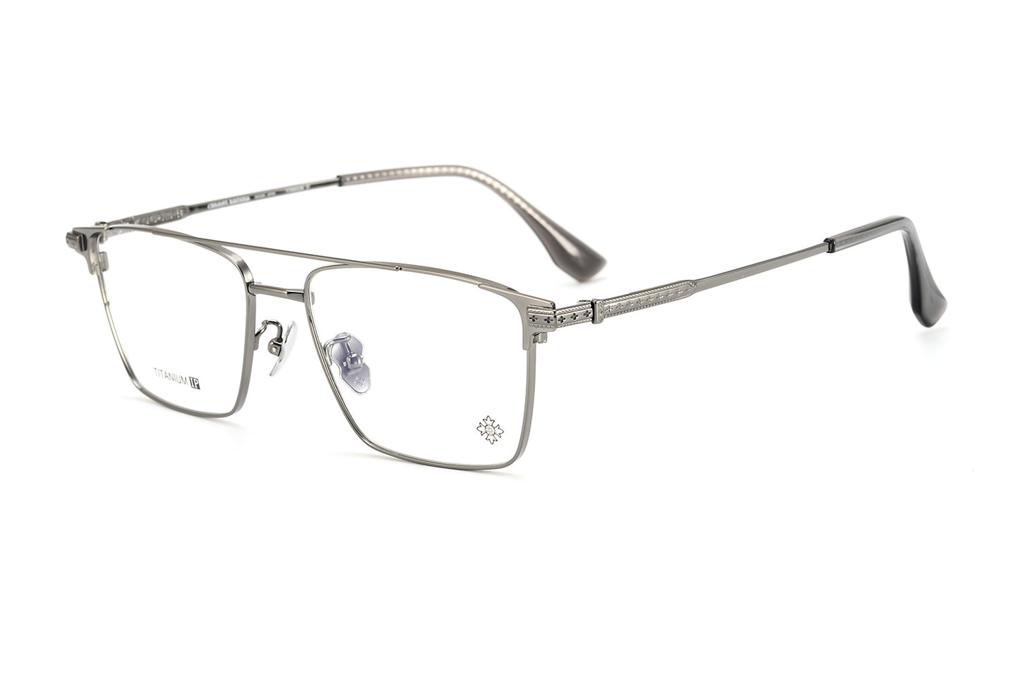Chrome Hearts-Style Double Bridge Titanium Glasses Square Eyeglasses Lightweight Full Rim Prescription Frame CH5401