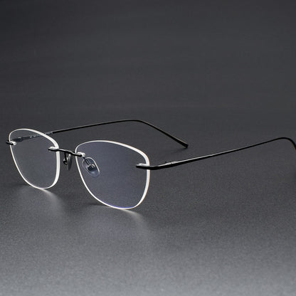 Women's Rimless Cat Eye Glasses | Ultra-Light Pure Titanium Minimalist Prescription Frame ZY52018