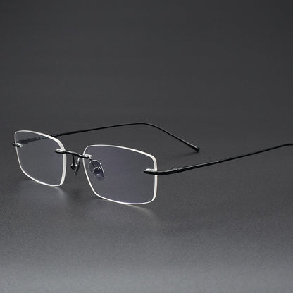 Low-Profile Rimless Glasses | Ultra-Light Pure Titanium Gold Prescription Frame for Men & Women 52021