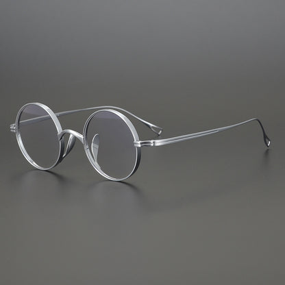 KameManNen Style 99 Round Titanium Eyeglasses Frame | Japanese Retro Small Round Glasses | Lightweight Pure Titanium Optical Frame for High Prescription & Blue Light Lenses