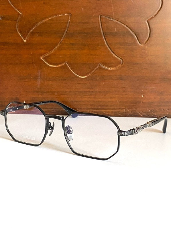 Chrome Hearts-Style Full Rim Titanium Glasses Polygon Eyeglasses Lightweight Designer Optical Frame Prescription Glasses CH8303