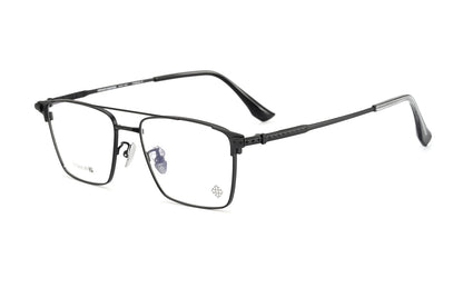 Chrome Hearts-Style Double Bridge Titanium Glasses Square Eyeglasses Lightweight Full Rim Prescription Frame CH5401