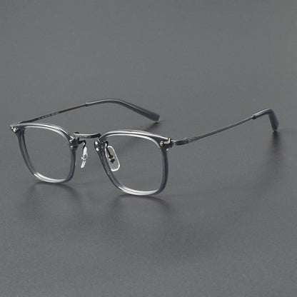Japanese Designer Small Square Acetate Eyeglasses with Titanium Hinges | Vintage Full Rim Optical Frame EO-806