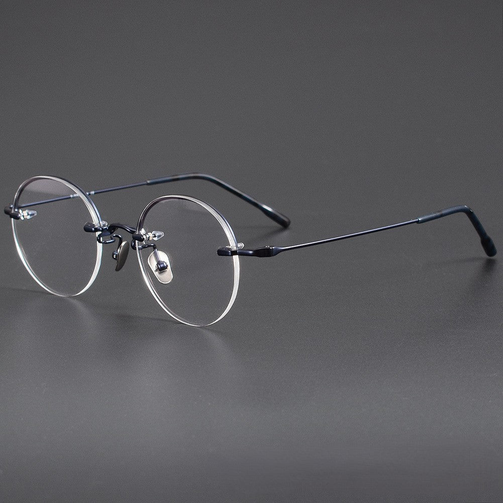 Japanese Style Round Rimless Glasses | Pure Titanium Designer Optical Frame for Small Faces 80876