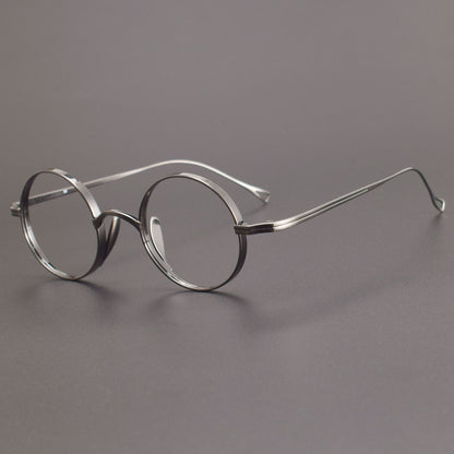KameManNen Style 99 Round Titanium Eyeglasses Frame | Japanese Retro Small Round Glasses | Lightweight Pure Titanium Optical Frame for High Prescription & Blue Light Lenses