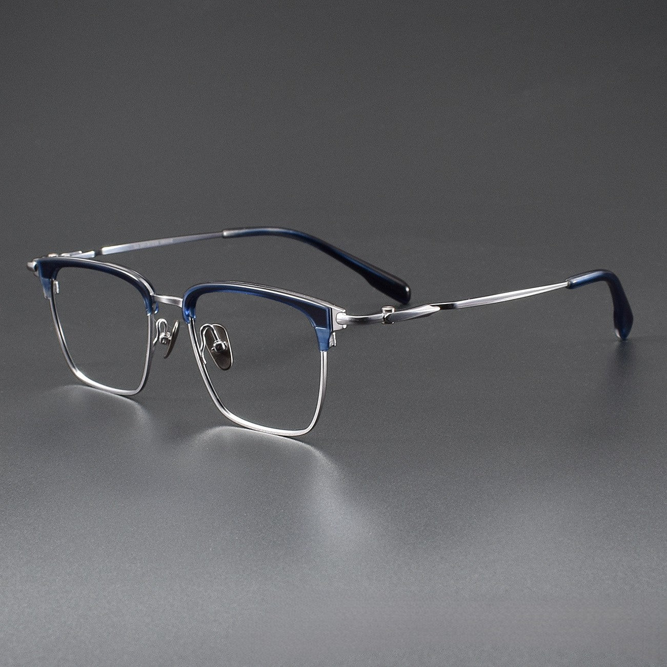 Wide Fit Browline Glasses for Men | Lightweight Titanium Square Acetate Frame for Large Heads SH0060