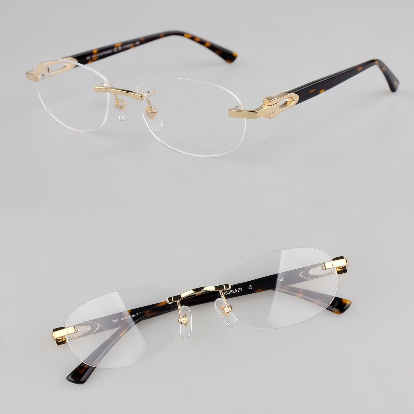 Cartier-Style Pure Titanium Oval Rimless Glasses Designer Vintage Optical Frame for Men & Women – CT0455OJ