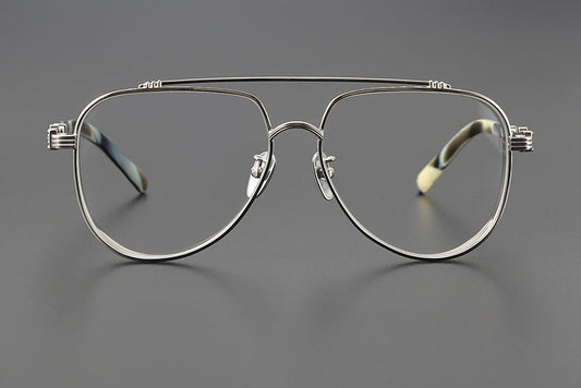 ARMADILDOE Vintage Gothic Aviator Glasses – Oversized Gold Double Bridge Metal Frame - HP eyeglasses