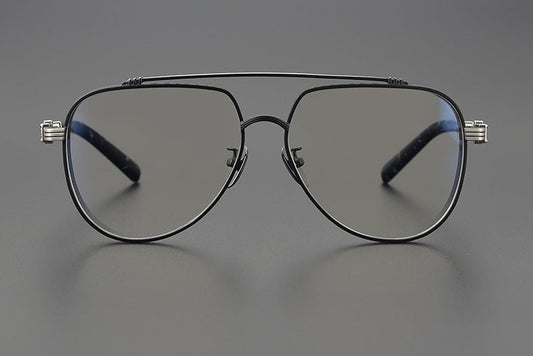 ARMADILDOE Vintage Gothic Aviator Glasses – Oversized Gold Double Bridge Metal Frame - HP eyeglasses