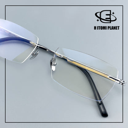 Pure Titanium Rimless Glasses for Men & Women | Ultra-Light Business Prescription Eyeglasses EO-6001