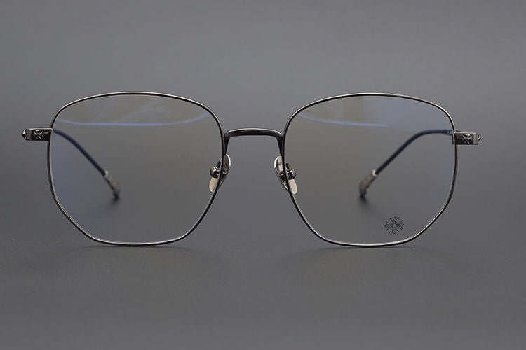 BONE PRONE Chrome Hearts Style Oversized Titanium Glasses – Lightweight Polygon Optical Frame for Men & Women, Blue Light Blocking Eyeglasses - HP eyeglasses