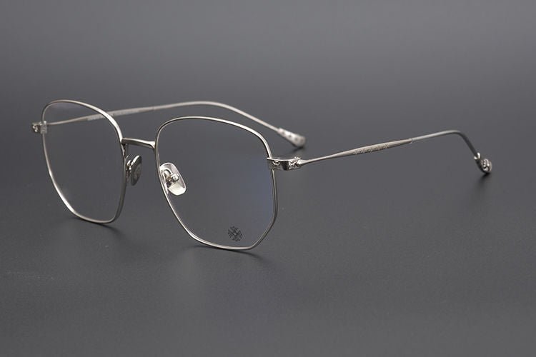 BONE PRONE Chrome Hearts Style Oversized Titanium Glasses – Lightweight Polygon Optical Frame for Men & Women, Blue Light Blocking Eyeglasses - HP eyeglasses