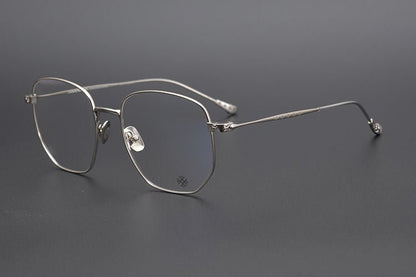 BONE PRONE Chrome Hearts Style Oversized Titanium Glasses – Lightweight Polygon Optical Frame for Men & Women, Blue Light Blocking Eyeglasses - HP eyeglasses