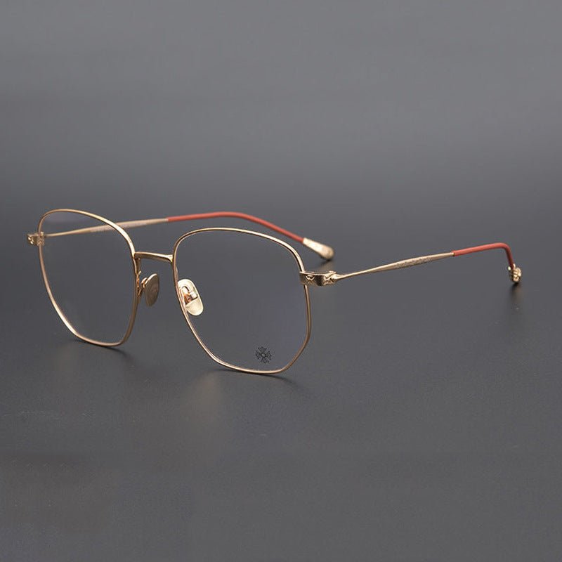 BONE PRONE Chrome Hearts Style Oversized Titanium Glasses – Lightweight Polygon Optical Frame for Men & Women, Blue Light Blocking Eyeglasses - HP eyeglasses