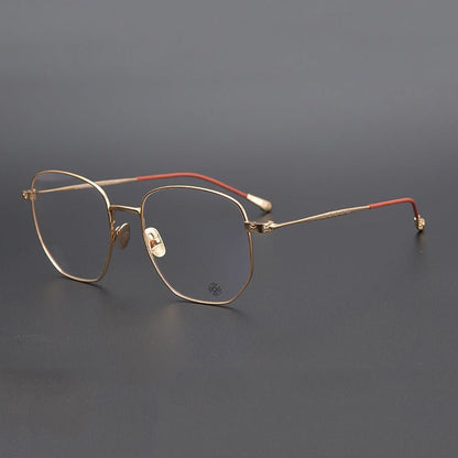 BONE PRONE Chrome Hearts Style Oversized Titanium Glasses – Lightweight Polygon Optical Frame for Men & Women, Blue Light Blocking Eyeglasses - HP eyeglasses